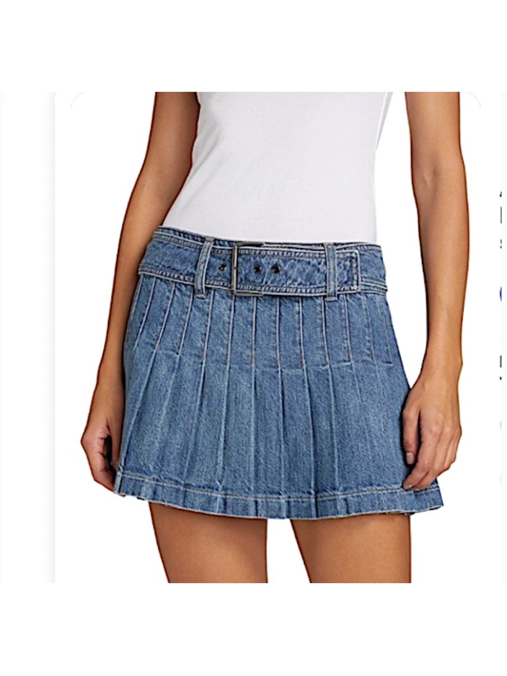 NWT Alice + Olivia Mera Denim Pleated Mini Skirt Size 27